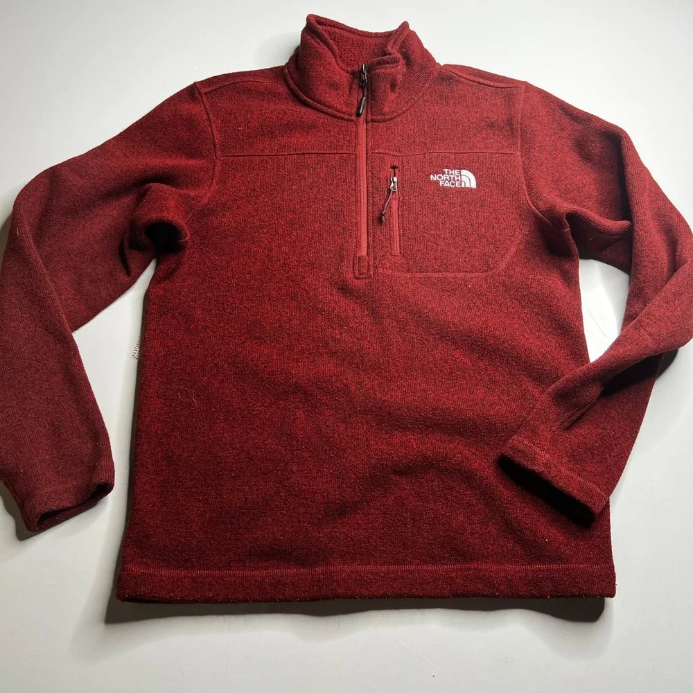 The North Face Mens Gordon Lyons 1/4 Zip Fleece Pullover Red Heather Small